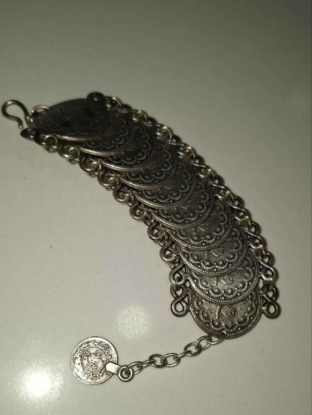 Silver-Tone Coin Link Bracelet - Women's Fashion Jewelry